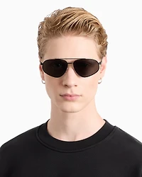 Emporio Armani - Men’s aviator sunglasses, Man, Black, Size: 59L