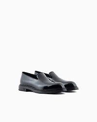Emporio Armani - Patent-leather slipper loafers, Man, Black, Size: