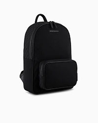 Emporio Armani - Nylon backpack with all-over jacquard eagle, Man, Black, Size: TU