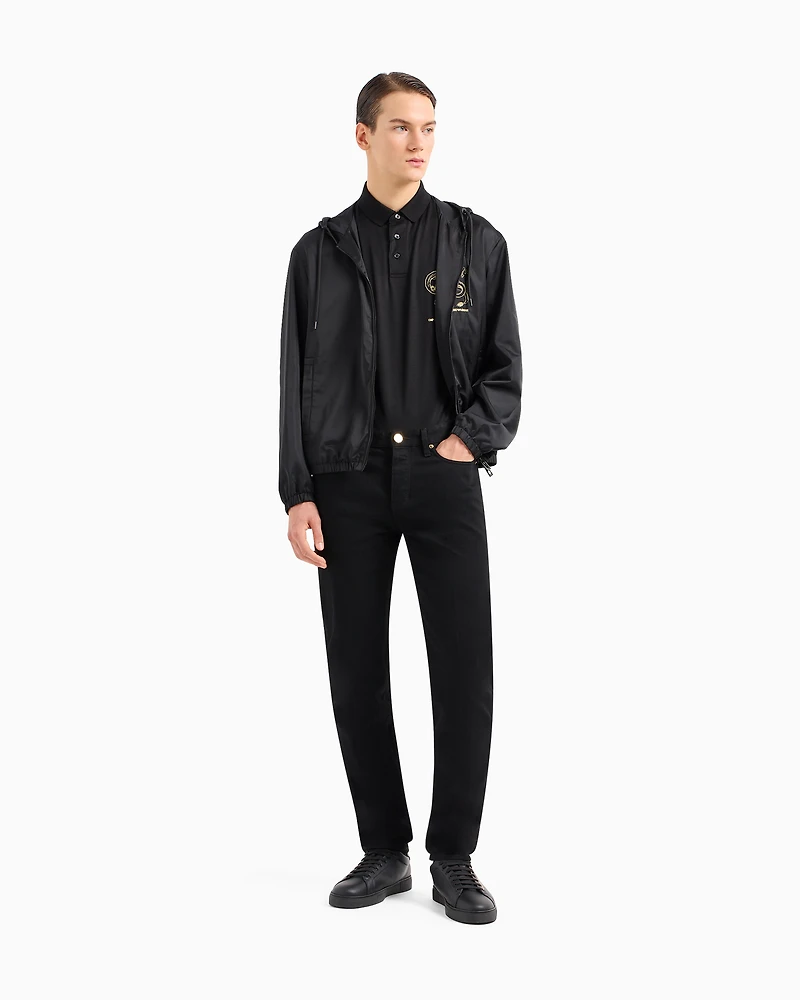 Emporio Armani - J75 Slim-fit stretch denim jeans with gold details, Man, Black, Size: