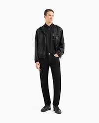 Emporio Armani - J75 Slim-fit stretch denim jeans with gold details, Man, Black, Size: