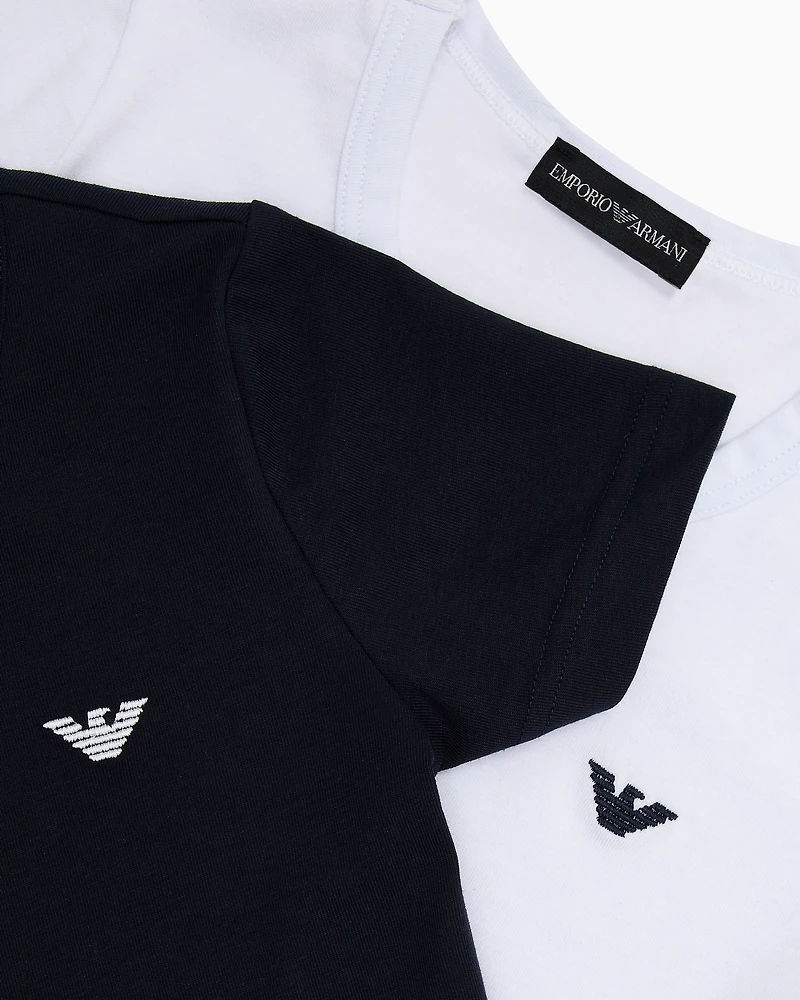 Emporio Armani - Two-pack of jersey T-shirts with micro eagle embroidery, Boy, Two-tone, Size:
