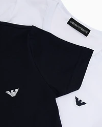 Emporio Armani - Two-pack of jersey T-shirts with micro eagle embroidery, Boy, Two-tone, Size: