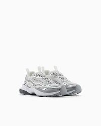 Emporio Armani - Mesh sneakers with laminated details and signature logo, Woman, Silver, Size: