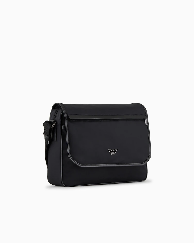 Emporio Armani - ASV recycled nylon messenger bag, Man, Black, Size: TU