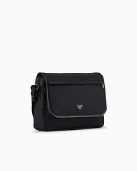 Emporio Armani - ASV recycled nylon messenger bag, Man, Black, Size: TU