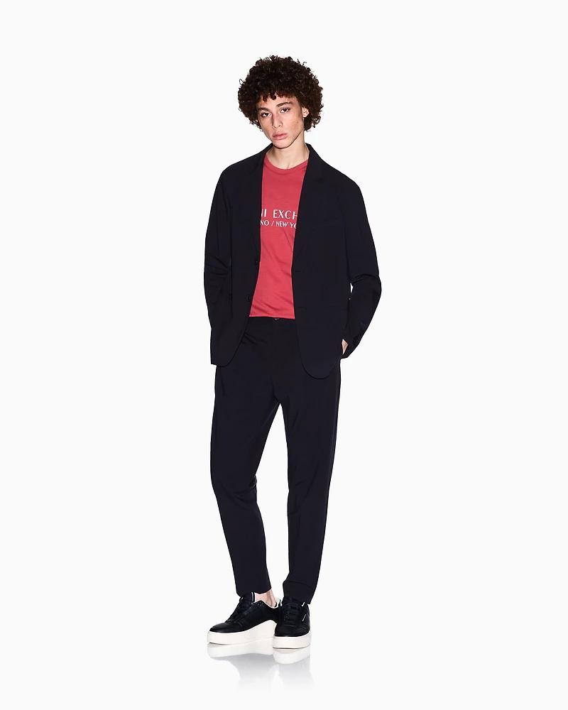 Armani Exchange - Chino trousers flowing fabric, Man, Navy_blue, Size: