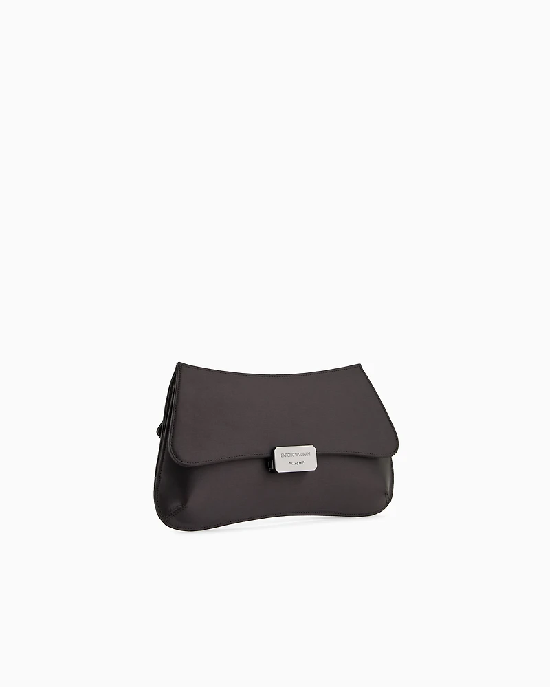 Emporio Armani - Satin clutch bag with chain strap, Woman, Black, Size: TU