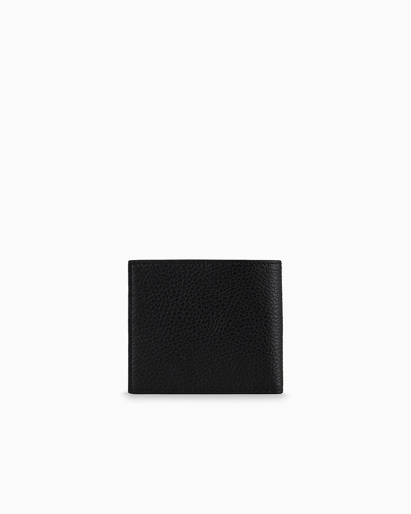 Emporio Armani - Tumbled leather wallet, Man, Black, Size: TU