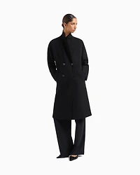 Emporio Armani - Casentino wool and cashmere double-breasted coat, Woman, Black, Size: