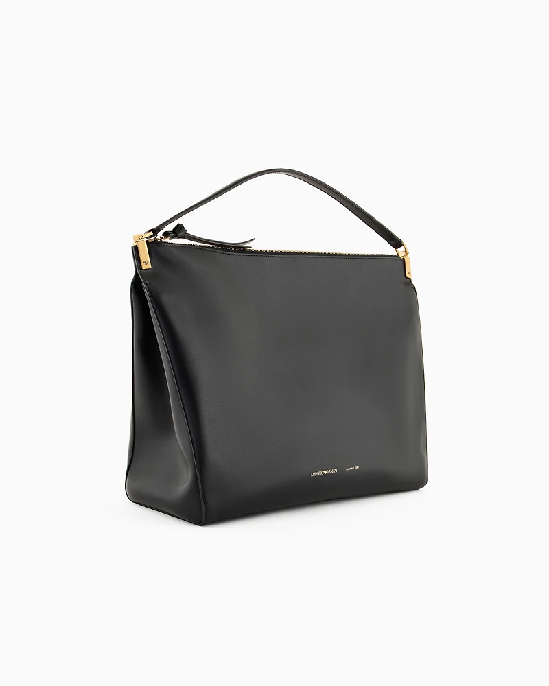 Emporio Armani - Large handbag in smooth leather, Woman, Black, Size: TU