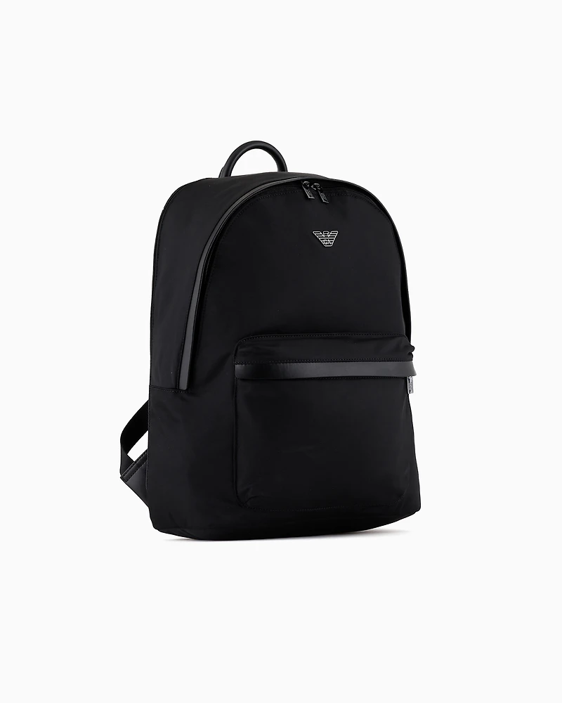 Emporio Armani - ASV recycled nylon backpack, Man, Black, Size: TU