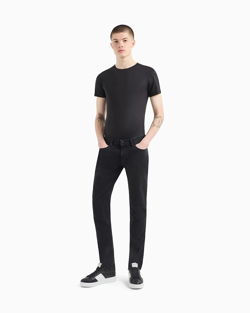 Emporio Armani - J06 Slim-fit, washed, 10.5 oz comfort-denim jeans, Man, Black, Size: