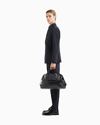 Emporio Armani - Double-breasted virgin-wool two-way stretch canvas suit, Man, Navy Blue, Size: