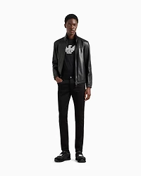 Emporio Armani - Semi-aniline nappa lambskin blouson with full-length zip, Man, Black, Size: