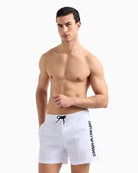 Emporio Armani - Swim shorts with vertical logo embroidery, Man, White, Size: