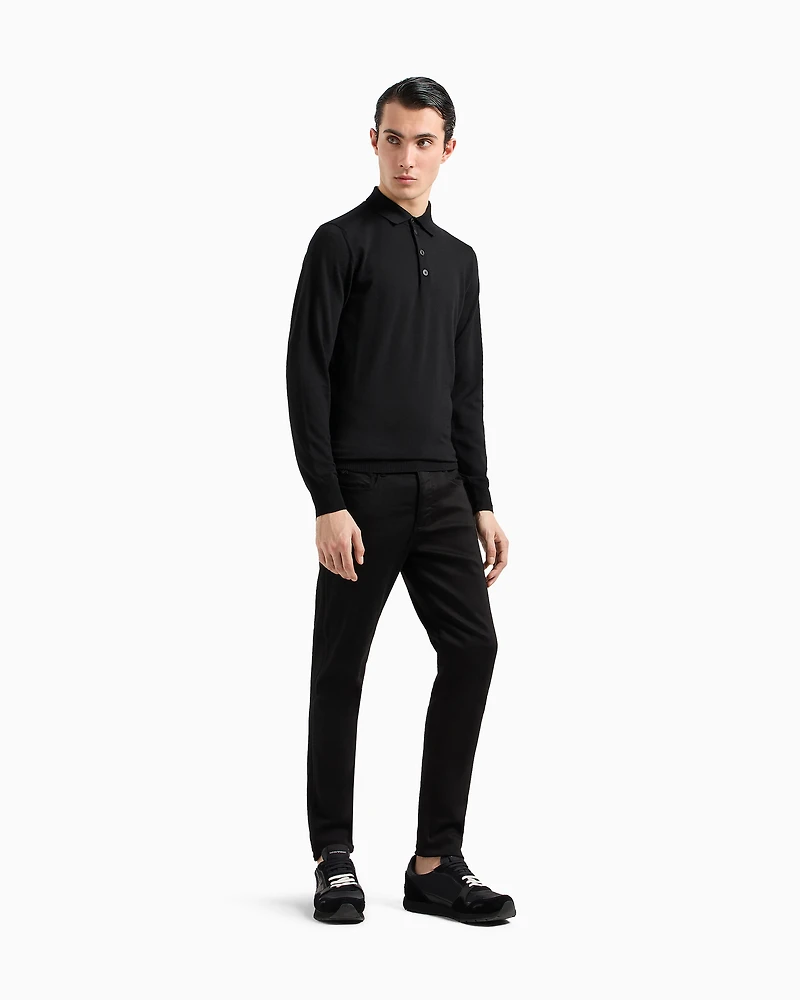 Emporio Armani - J06 Comfort stretch-gabardine, slim-fit trousers, Man, Black, Size: