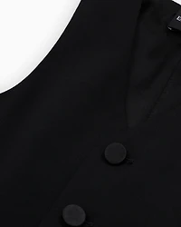 Emporio Armani - Single-breasted waistcoat light wool with satin details, Boy, Black, Size: