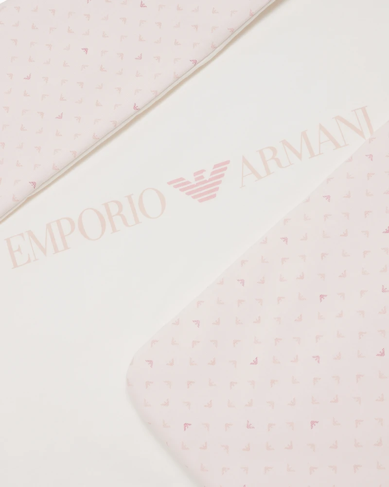 Emporio Armani - Double-faced blanket with op-art logo and eagles, Boy, Pink, Size: TU