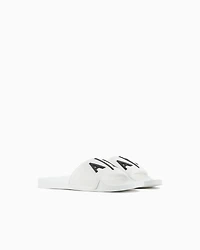 Armani Exchange - Slider slippers with logo, Man, White, Size: