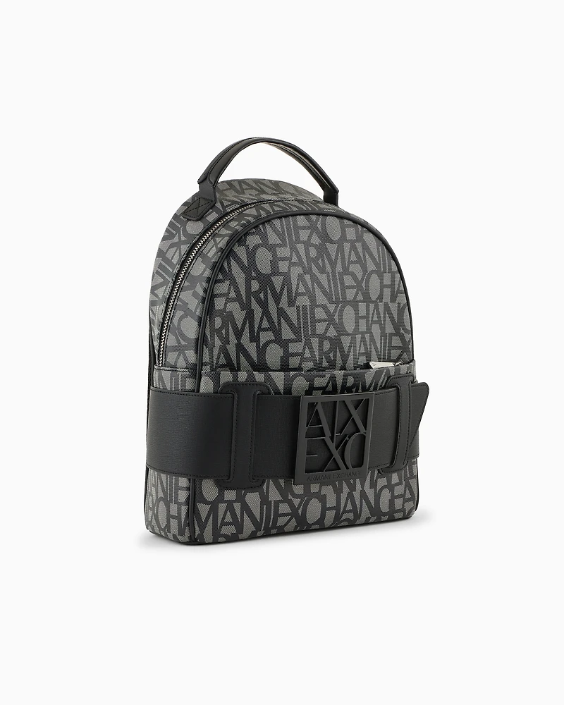 Backpack with contrasting allover logo