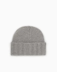 Emporio Armani - Ribbed cashmere beanie, Woman, Grey, Size: