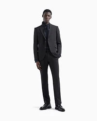 Emporio Armani - Single-breasted suit virgin-wool two-way stretch canvas, Man, Black, Size: