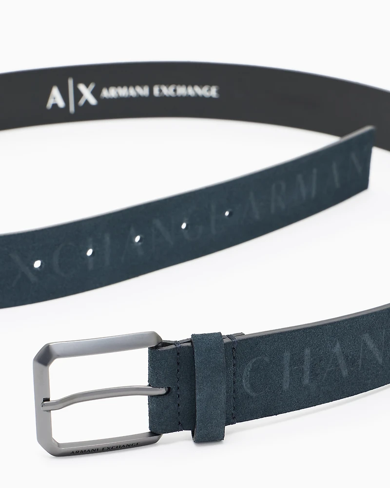 Leather belt with logo