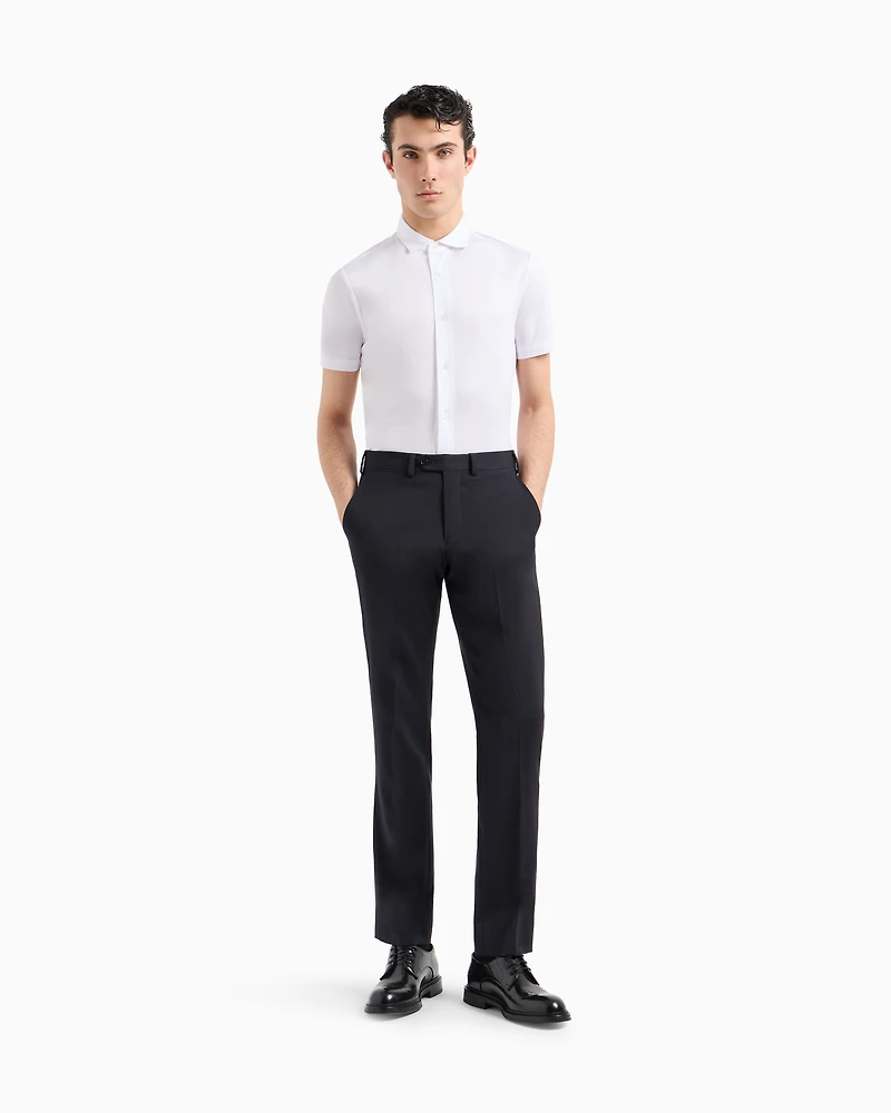 Emporio Armani - ASV short-sleeved Lyocell-blend jersey shirt, Man, White, Size: