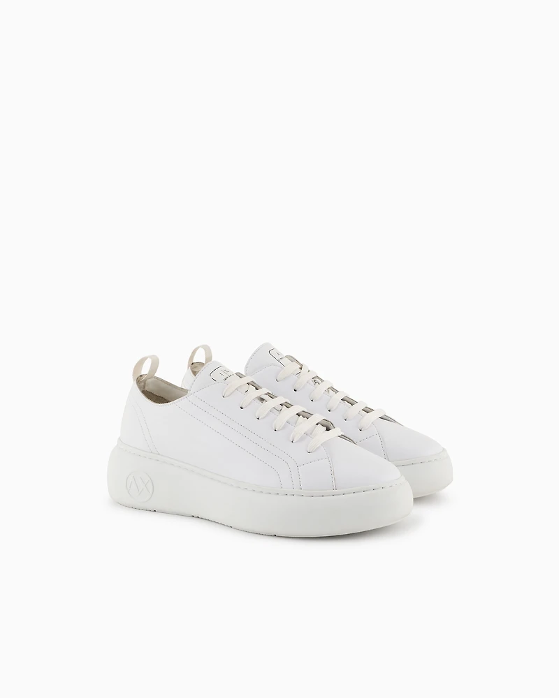 Armani Exchange - Chunky leather sneakers, Woman, White, Size: