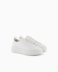 Armani Exchange - Chunky leather sneakers, Woman, White, Size:
