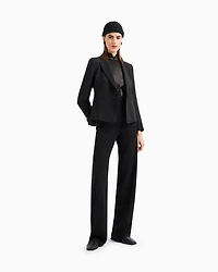 Emporio Armani - Techno cady palazzo trousers, Woman, Black, Size: