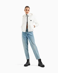 Armani Exchange - J51 carrot fit jeans stiff denim with embroidered monogram, Woman, Blue, Size: