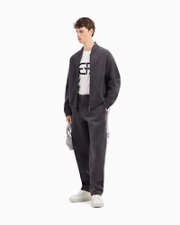 Emporio Armani -  Lyocell-blend jersey T-shirt with oversized EA logo, Man, White, Size: