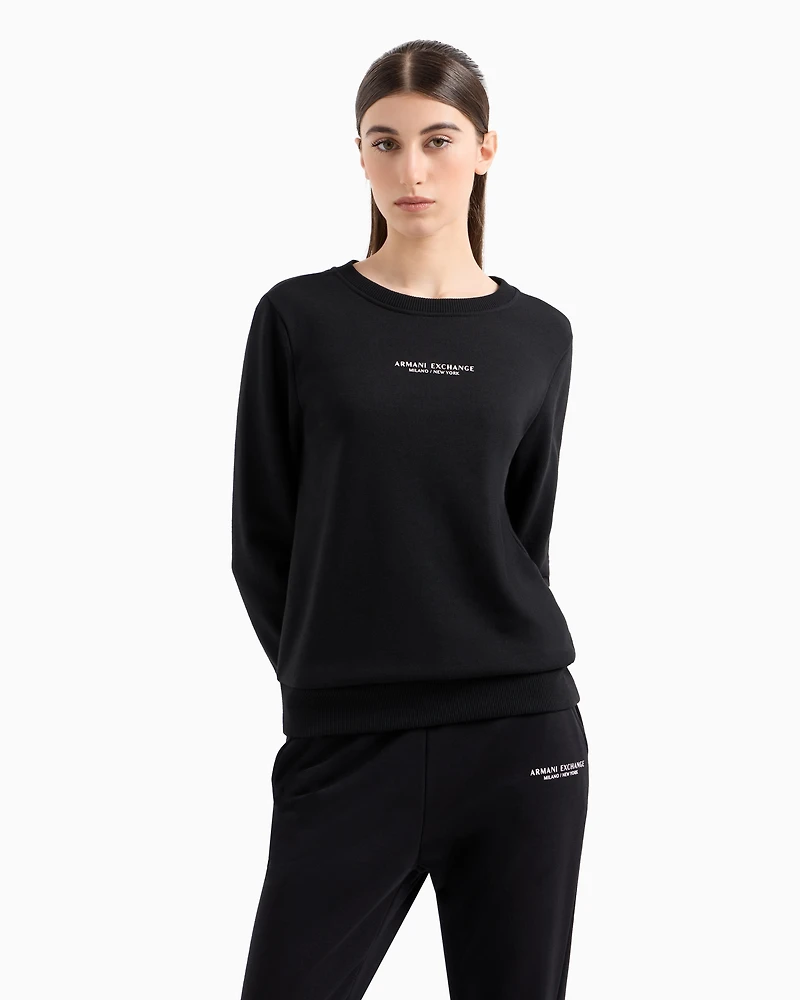 Armani Exchange - Crewneck sweatshirt french terry Milano/New York, Woman, Black, Size: