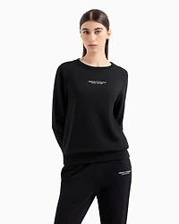 Armani Exchange - Crewneck sweatshirt french terry Milano/New York, Woman, Black, Size: