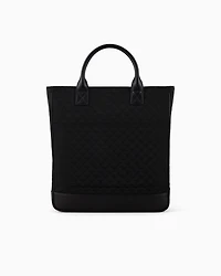 Emporio Armani - Nylon tote bag with all-over jacquard eagle, Man, Black, Size: TU