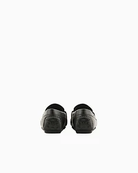 Emporio Armani - Pebbled leather driving loafers with stirrup bar, Man, Black, Size: