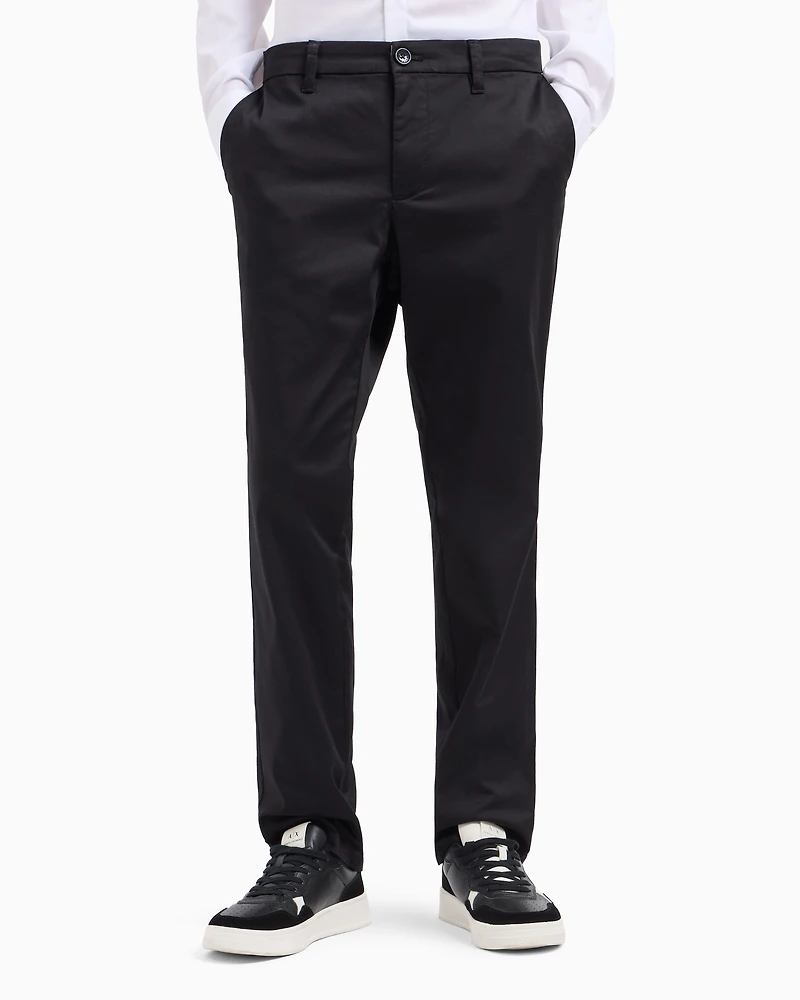 Armani Exchange - Cotton poplin chino trousers, Man, Black, Size: