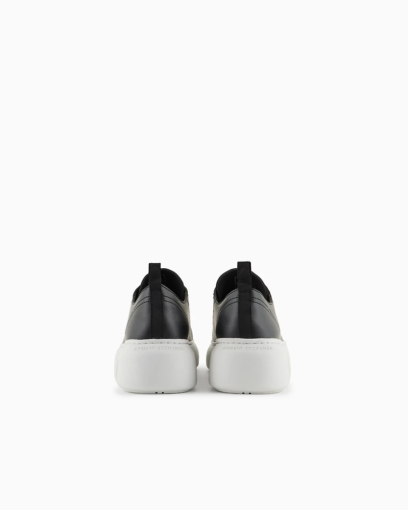 Armani Exchange - Chunky leather sneakers, Woman, Black, Size: