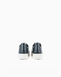 Emporio Armani - Tumbled leather sneakers, Man, Navy Blue, Size: