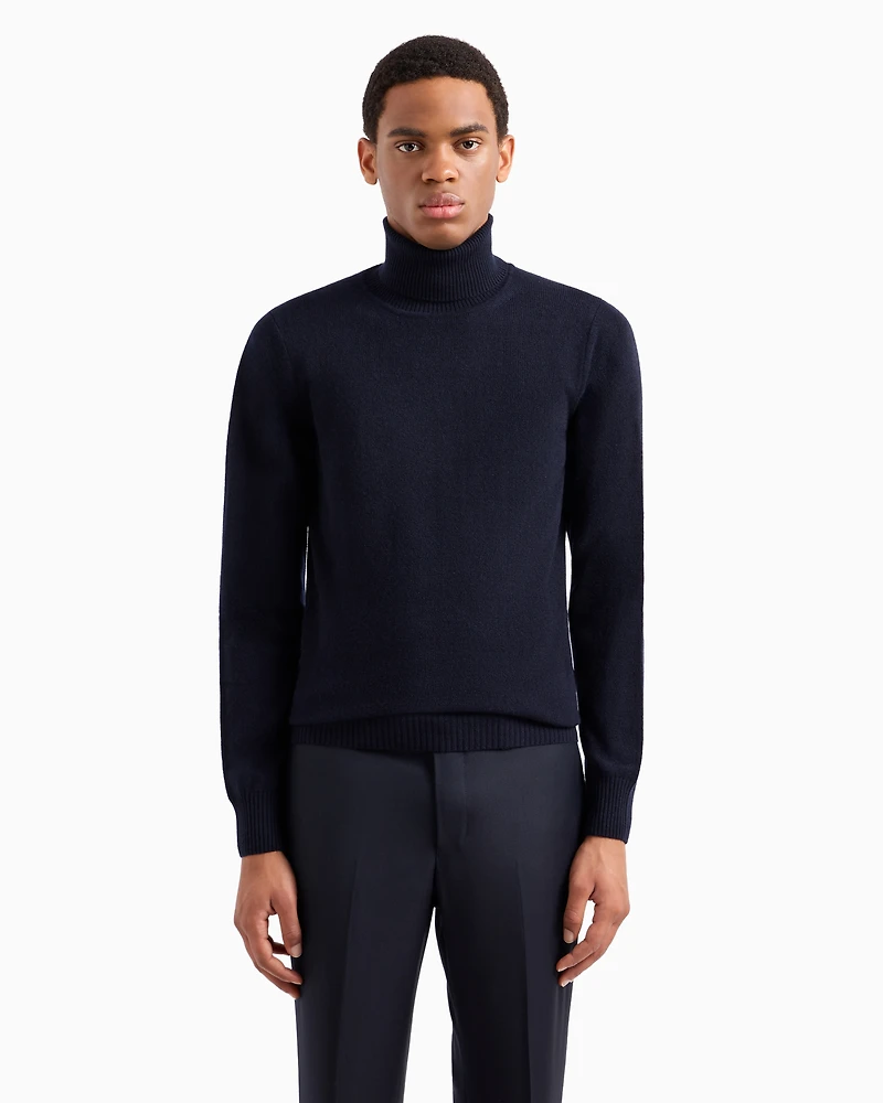 Emporio Armani - Pure cashmere rollneck, Man, Navy_blue, Size: