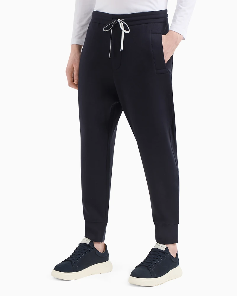 Emporio Armani - Double-jersey joggers, Man, Navy Blue, Size: