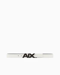 Armani Exchange - Reversible leather belt with satin metal logo buckle, Man, White, Size: