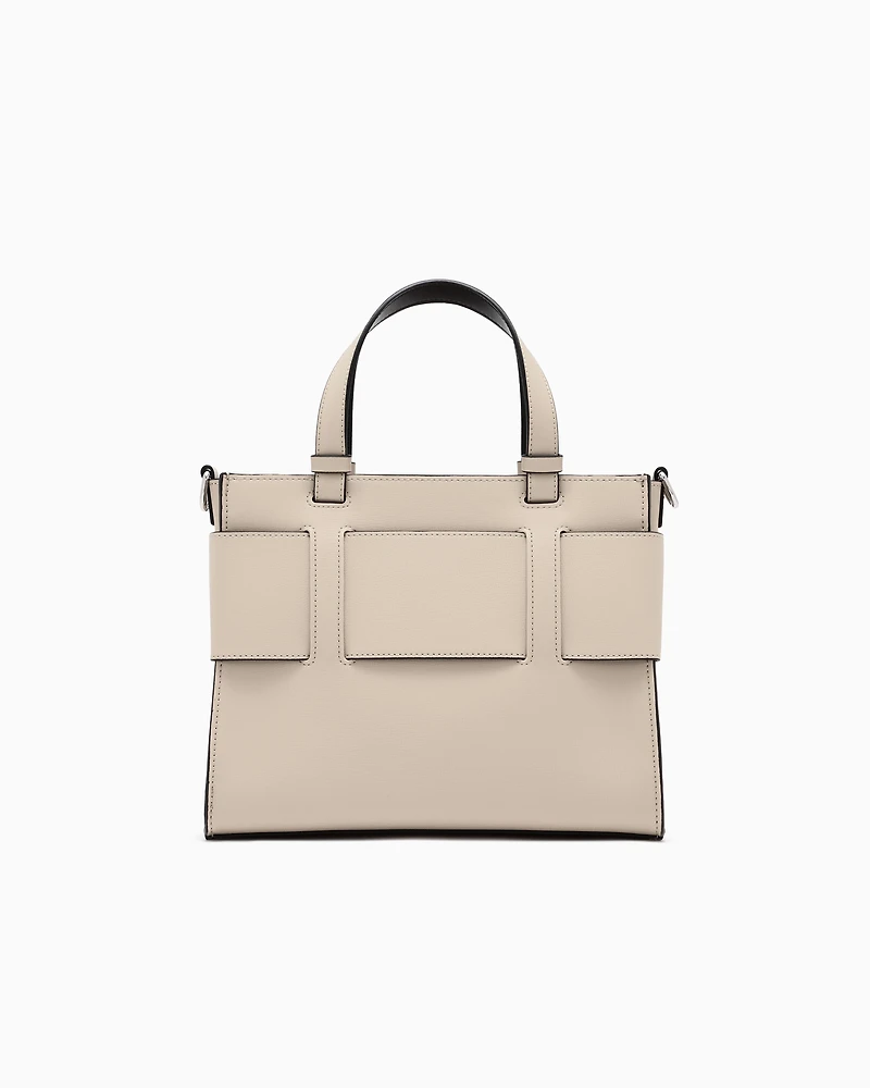 Armani Exchange - Medium tote bag with double handles and shoulder strap, Woman, Beige, Size: TU
