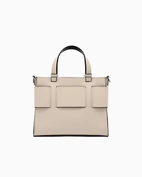 Armani Exchange - Medium tote bag with double handles and shoulder strap, Woman, Beige, Size: TU
