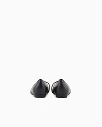 Emporio Armani - Nappa-leather pointed-toe ballerinas with eagle plate, Woman, Black, Size: