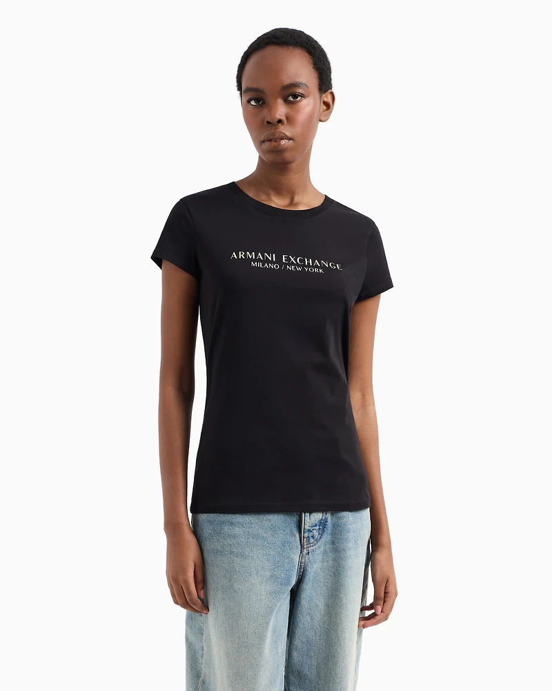 Slim fit T-shirt with Milan New York print