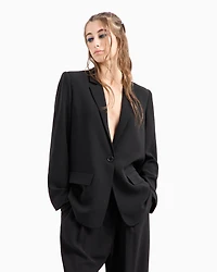 Armani Exchange -  Single-breasted oversized jacket with one button, Woman, Black, Size: