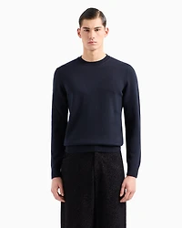 Emporio Armani - Virgin-wool, regular-fit jumper, Man, Navy Blue, Size: